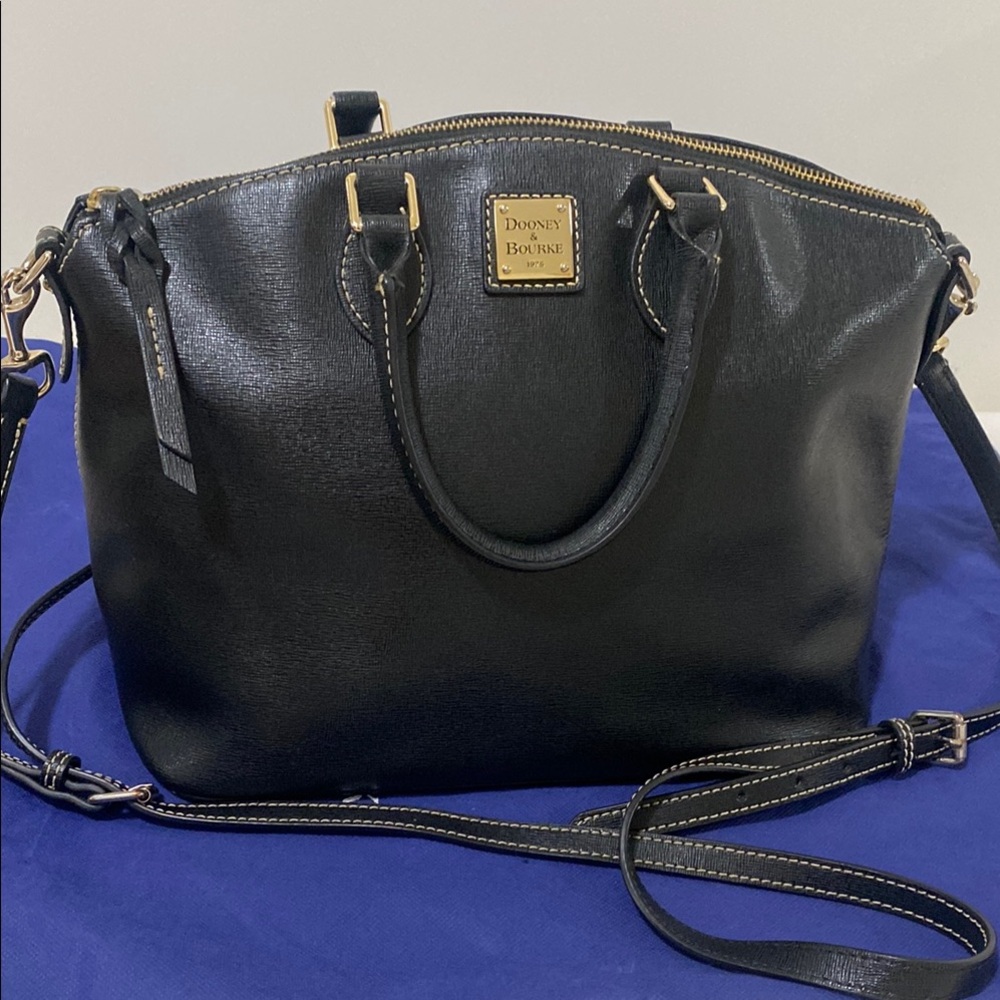 Dooney & Bourke Black  Saffiano Leather Domed Satchel Handbag